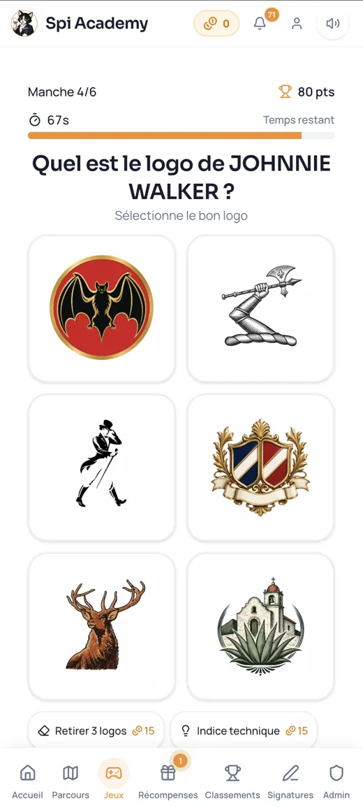 Manche « Retrouve le logo » du Logo Quiz : six visuels de marques à départager